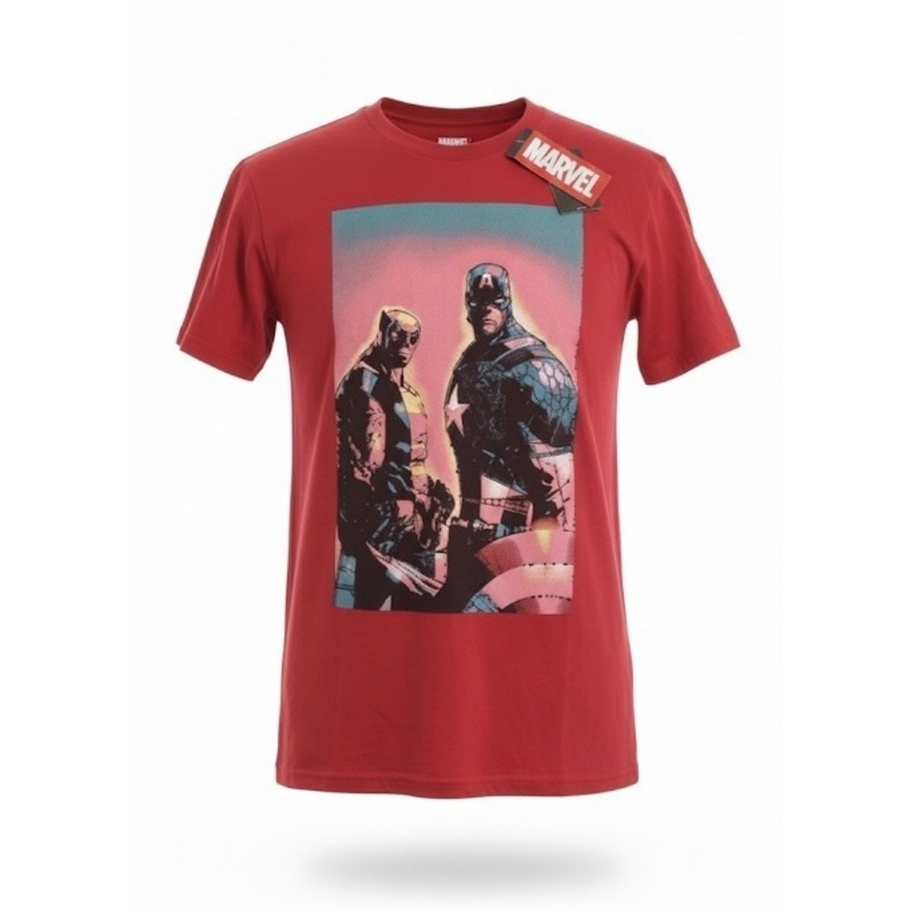 Marvel Comics Captain America Wolverine Graphic‎ Print Red T-Shirt
